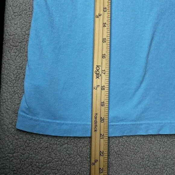 MOTHER Shirt Womens M Blue The Mock 10 Tee Mock Neck Sleeveless Pocket Cotton - Picture 9 of 9